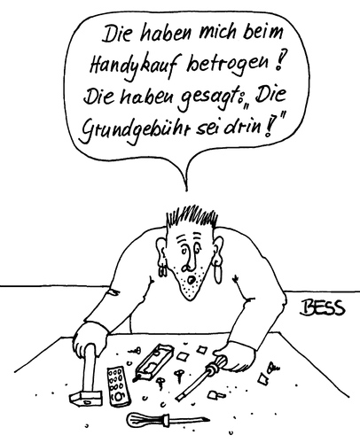 Cartoon: Grundgebühr ist drin (medium) by besscartoon tagged mann,handy,technik,grundgebür,betrug,dummheit,telefon,telefonieren,bess,besscartoon