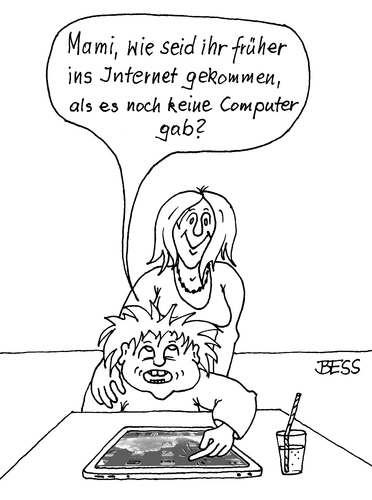Cartoon: Gute Frage (medium) by besscartoon tagged mutter,kind,familie,computer,internet,tablet,pc,technik,bess,besscartoon