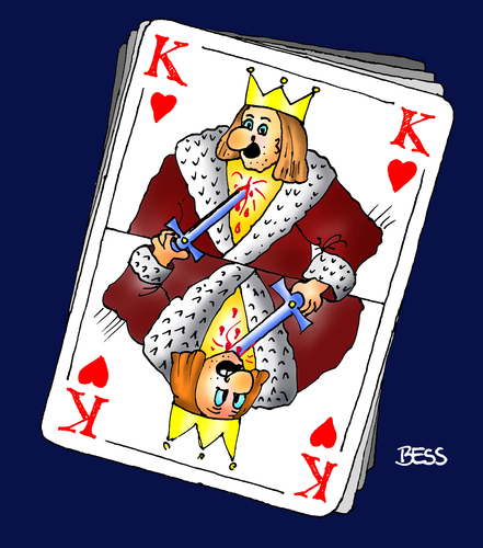Cartoon: Herzige Könige (medium) by besscartoon tagged besscartoon,bess,spielkarte,tod,mord,schwert,kartenspiel,karten,herz,monarchie,könig