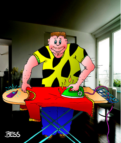 Cartoon: Junggeselle (medium) by besscartoon tagged besscartoon,bess,bügeleisen,bügelbrett,verbrannt,telefon,handy,bügeln,junggeselle,mann