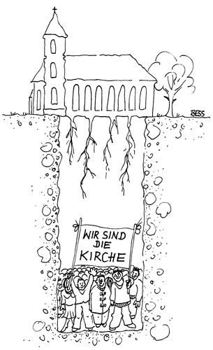 Cartoon: Kirche von unten (medium) by besscartoon tagged kirche,religion,katholisch,wurzeln,christen,bess,besscartoon