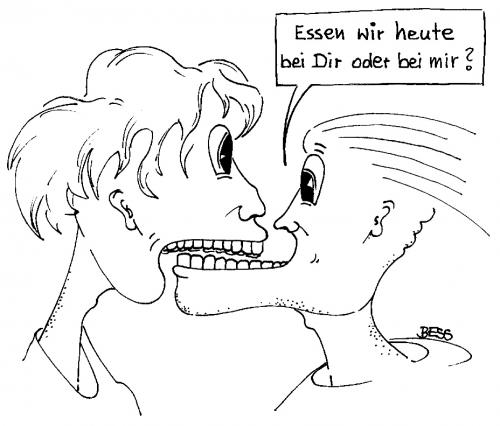 Cartoon: mahlzeit (medium) by besscartoon tagged mann,frau,essen,trinken,date,zähne,bess,besscartoon