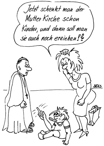 Cartoon: Mutter Kirche (medium) by besscartoon tagged religion,kirche,katholisch,kinder,pfarrer,erziehung,mutter,bess,besscartoon