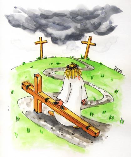 Cartoon: ohne Titel (medium) by besscartoon tagged jesus,religion,christentum,kreuz,bess,besscartoon