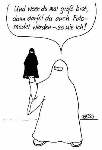 Cartoon: ohne Titel (medium) by besscartoon tagged burka,islam,religion,model,handpuppe,bess,besscartoon