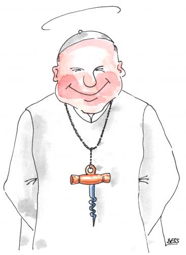 Cartoon: Prost (medium) by besscartoon tagged kirche,pfarrer,christentum,trinken,alkohol,kreuz,besscartoon,bess,wein,religion