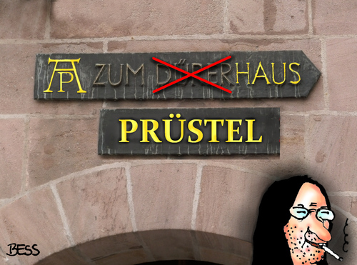 Cartoon: Prüstel - Haus (medium) by besscartoon tagged andreas,prüstel,nürnberg,ap,ad,dürer,dürerhaus,albrecht,bess,besscartoon