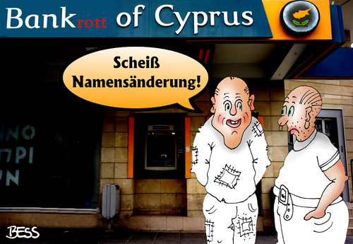 Cartoon: Scheiß Namensänderung (medium) by besscartoon tagged besscartoon,bess,bankrott,euro,banken,geld,rettungsschirm,eu,bankenkrise,krise,zypern