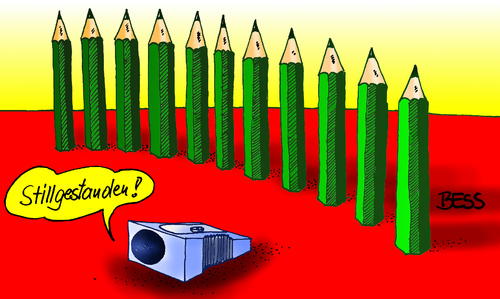 Cartoon: Stillgestanden (medium) by besscartoon tagged militär,armee,disziplin,bundeswehr,bleistift,bleistiftspitzer,zeichnen,spitzer,bess,besscartoon