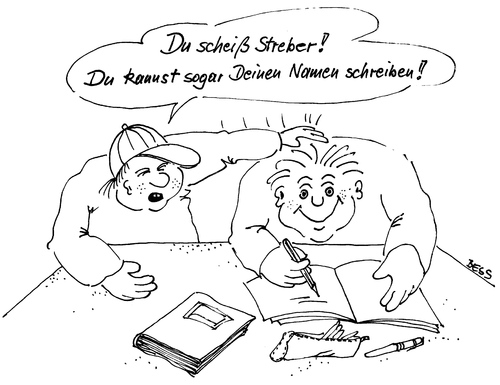 Cartoon: Streber (medium) by besscartoon tagged kinder,schule,pädagogik,schreiben,streber,hauptschule,bess,besscartoon