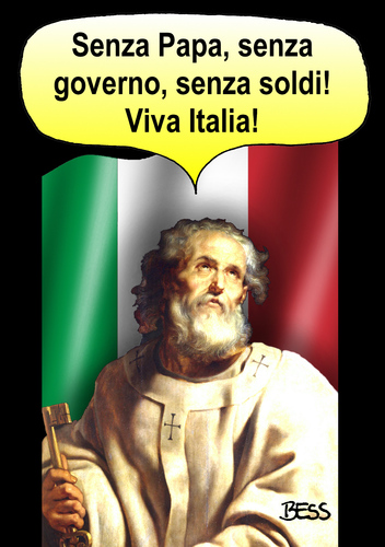 Cartoon: Viva Italia (medium) by besscartoon tagged besscartoon,bess,crisi,grillo,beppe,berlusconi,mafia,monti,governo,soldi,italia,papa