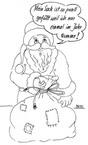 Cartoon: Weihnachtsmann (medium) by besscartoon tagged bescherung,sack,weihnachten,bess,besscartoon,fest,weihnachtsmann,geschenke