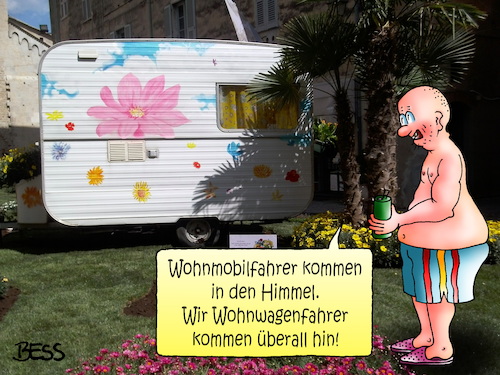 Cartoon: Wohnwagenfreak (medium) by besscartoon tagged camping,mobilität,wohnmobil,wohnwagen,urlaub,himmel,sommer,ferien,bess,besscartoon