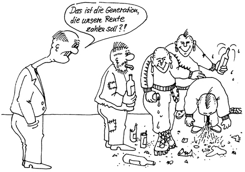 Cartoon: Zukunftsvision (medium) by besscartoon tagged männer,alkohol,rentner,rente,generationenvertrag,bess,besscartoon