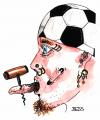 Cartoon: Fussball-Fan (small) by besscartoon tagged fussball,mann,piercing,alkohol,korkenzieher,fan,bess,besscartoon