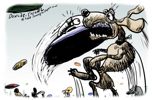 Cartoon: OOPS! (medium) by Dunlap-Shohl tagged dog,cartoon,ufo,frisbee,catch