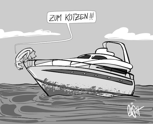 Cartoon: Neulich am Golf von Mexiko (medium) by olisch tagged ölpest,golf,von,mexiko,yacht,oil,spill,umweltverschmutzung,meer,klima,olisch