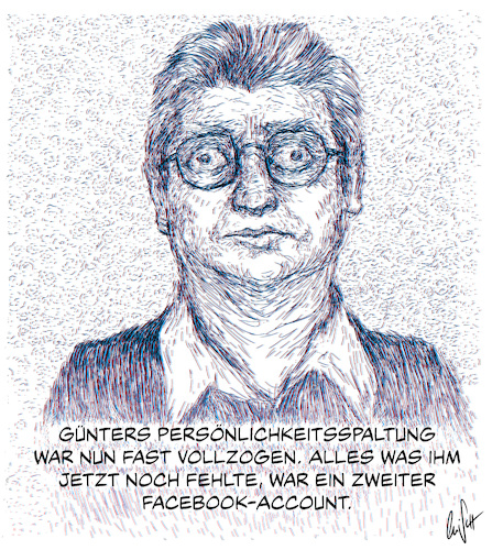 Cartoon: Persönlichkeitsspaltung (medium) by olisch tagged persönlichkeitsspaltung,facebook,soziale,netzwerke,wahnsinn,olisch,persönlichkeitsspaltung,facebook,soziale,netzwerke,wahnsinn,olisch