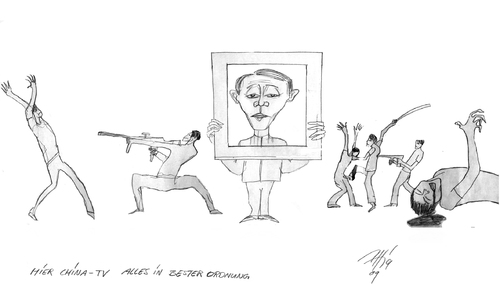 Cartoon: china tv (medium) by sascha tagged china,demokratie,tv
