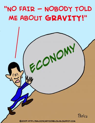 Cartoon: 1 about gravity obama economy (medium) by rmay tagged about,gravity,obama,economy