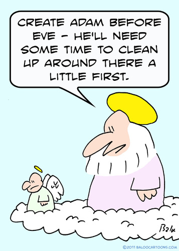 Cartoon: adam eve god clean up first (medium) by rmay tagged adam,eve,god,clean,up,first