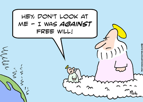 Cartoon: against free will god angel (medium) by rmay tagged against,free,will,god,angel