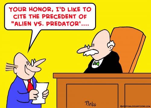 Cartoon: alien vs predator judge (medium) by rmay tagged alien,vs,predator,judge