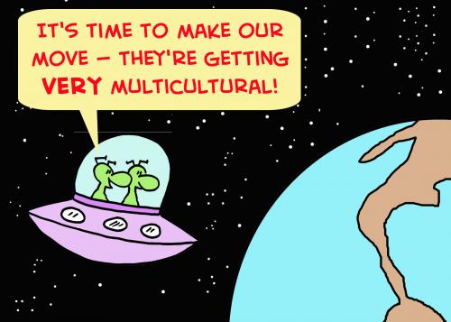 Cartoon: ALIENS MULTICULTURAL (medium) by rmay tagged aliens,multicultural