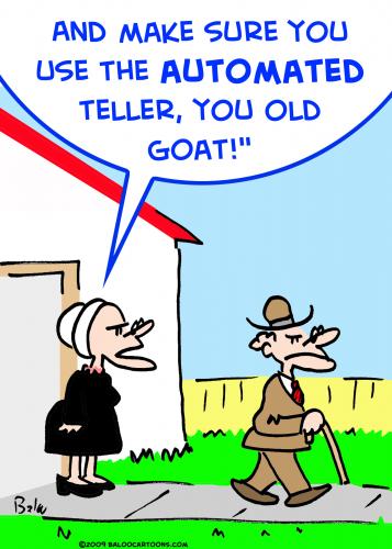 Cartoon: automated teller old goat bank (medium) by rmay tagged automated,teller,old,goat,bank