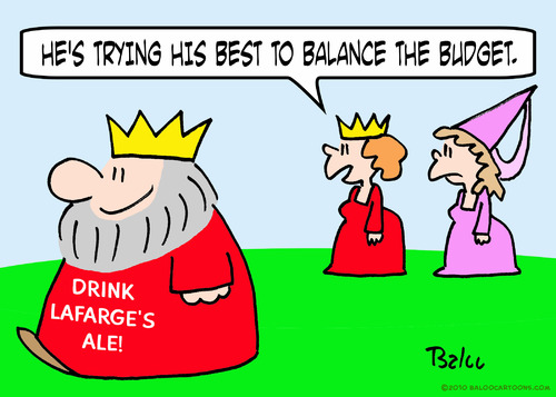 Cartoon: balance budget king queen advert (medium) by rmay tagged balance,budget,king,queen,advert