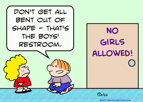 Cartoon: boys restroom girl bent out shap (medium) by rmay tagged boys,restroom,girl,bent,out,shape