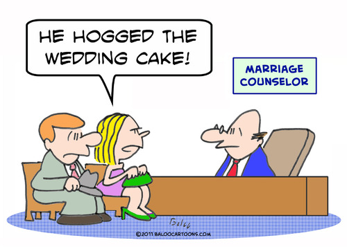 Cartoon: bride groom hogged wedding cake (medium) by rmay tagged adam,lost,head,start,to,eve