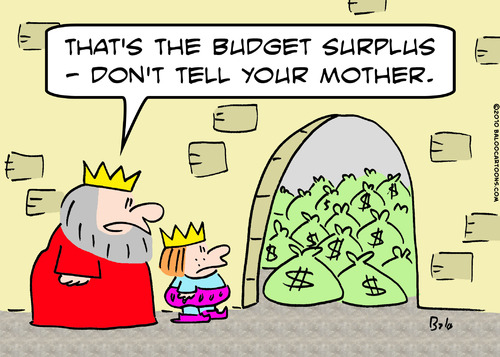 Cartoon: budget surplus king (medium) by rmay tagged budget,surplus,king