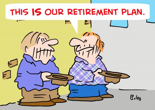 Cartoon: BUMS RETIREMENT PLAN (medium) by rmay tagged bums,retirement,plan