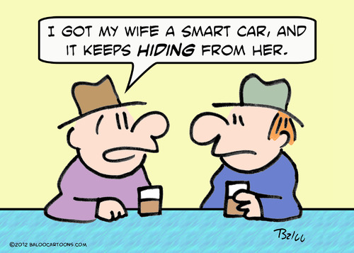 Cartoon: car smart wife hiding (medium) by rmay tagged car,smart,wife,hiding