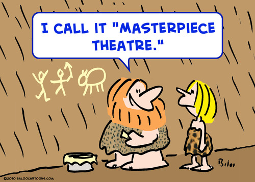 Cartoon: caveman masterpiece theatre (medium) by rmay tagged caveman,masterpiece,theatre