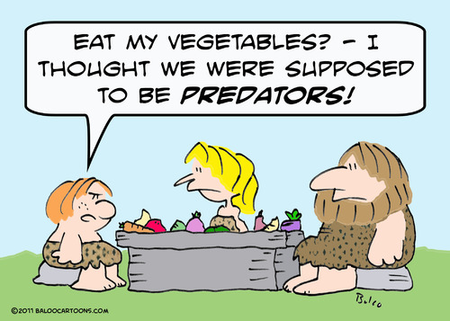 Cartoon: caveman vegetables predators (medium) by rmay tagged caveman,vegetables,predators