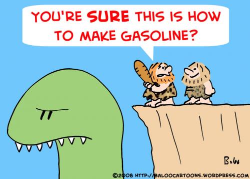 Cartoon: CAVMAN DINOSAUR MAKE GASOLINE (medium) by rmay tagged cavman,dinosaur,make,gasoline