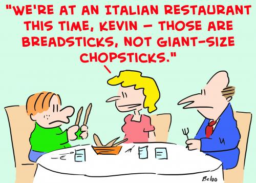 Cartoon: chopsticks breadsticks (medium) by rmay tagged chopsticks,breadsticks
