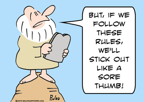Cartoon: commandments moses sore thumb (medium) by rmay tagged commandments,moses,sore,thumb