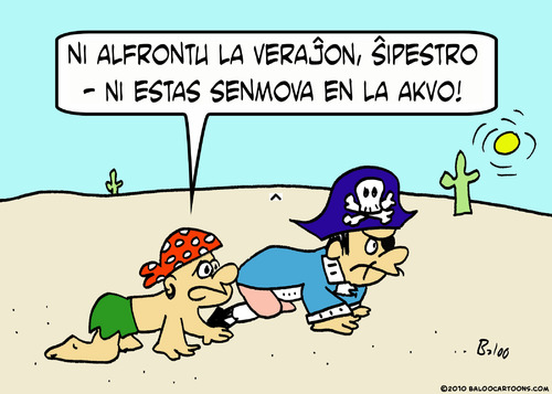 Cartoon: dead water pirate desert esperan (medium) by rmay tagged dead,water,pirate,desert,esperanto