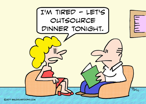 Cartoon: dinner outsource wife husband (medium) by rmay tagged dinner,outsource,wife,husband