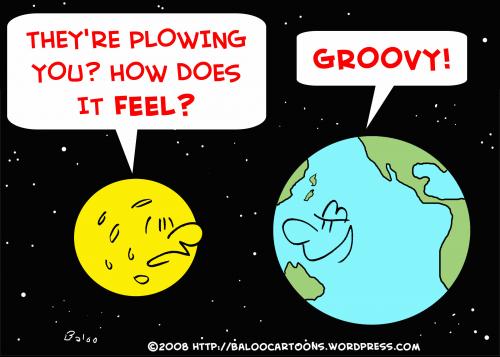 Cartoon: EARTH MOON PLOWING GROOVY (medium) by rmay tagged earth,moon,plowing,groovy