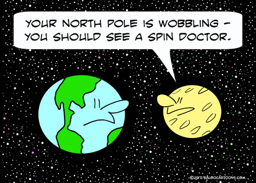 Cartoon: earth wobbling spin doctor (medium) by rmay tagged earth,wobbling,spin,doctor
