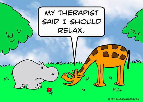 Cartoon: giraffe hippo doctor relax (medium) by rmay tagged giraffe,hippo,doctor,relax