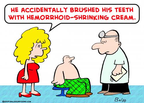 Cartoon: hemorrhoid shrinking cream (medium) by rmay tagged hemorrhoid,shrinking,cream