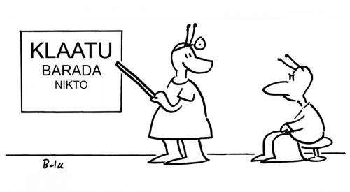 Cartoon: klaatu barada nikto (medium) by rmay tagged aliens,eyes,optometrist