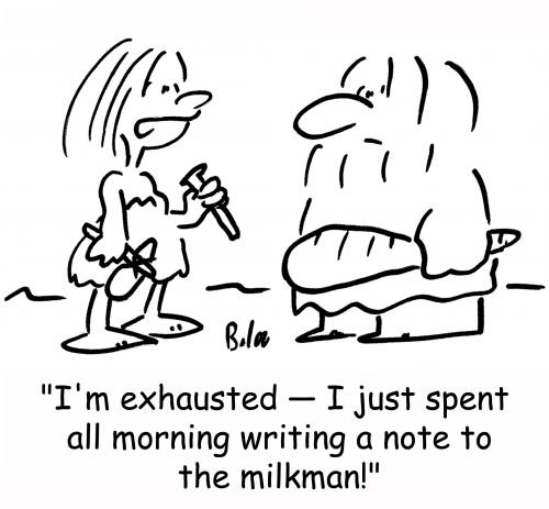 Cartoon: note to the milkman (medium) by rmay tagged note,to,the,milkman,caveman,cavewoman