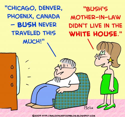 Cartoon: Obama Bush travel canada (medium) by rmay tagged obama,bush,travel,canada