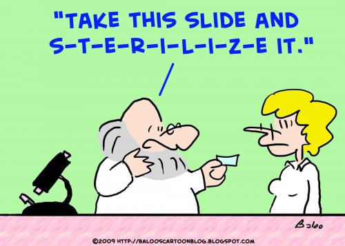 Cartoon: sterilize slide scientist (medium) by rmay tagged sterilize,slide,scientist